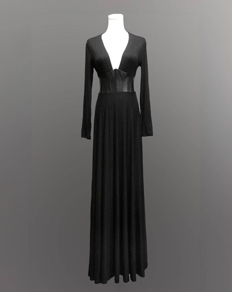 Blair - Jersey Maxi Dress with Vegan Leather Corset Waist (XS - 3XL)