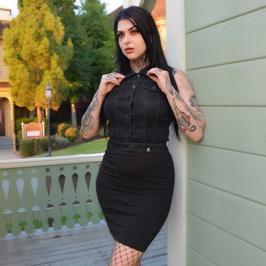 Black Midi Skirt by Sourpuss (XS - 3XL)
