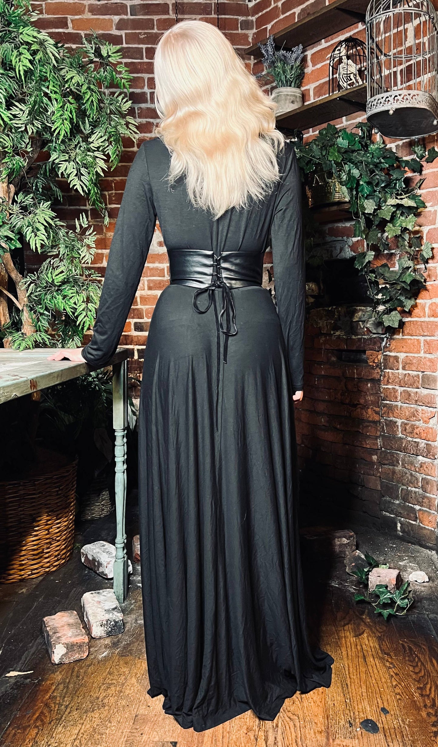 Blair - Jersey Maxi Dress with Vegan Leather Corset Waist (XS - 3XL)