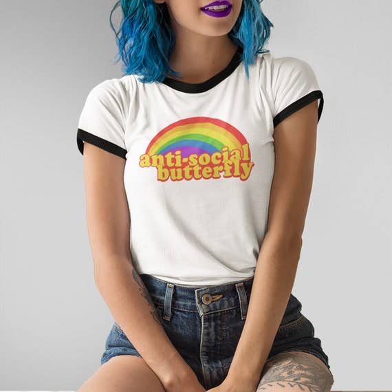 AntiSocial Butterfly Unisex Ringer Tee (XS - 3XL)