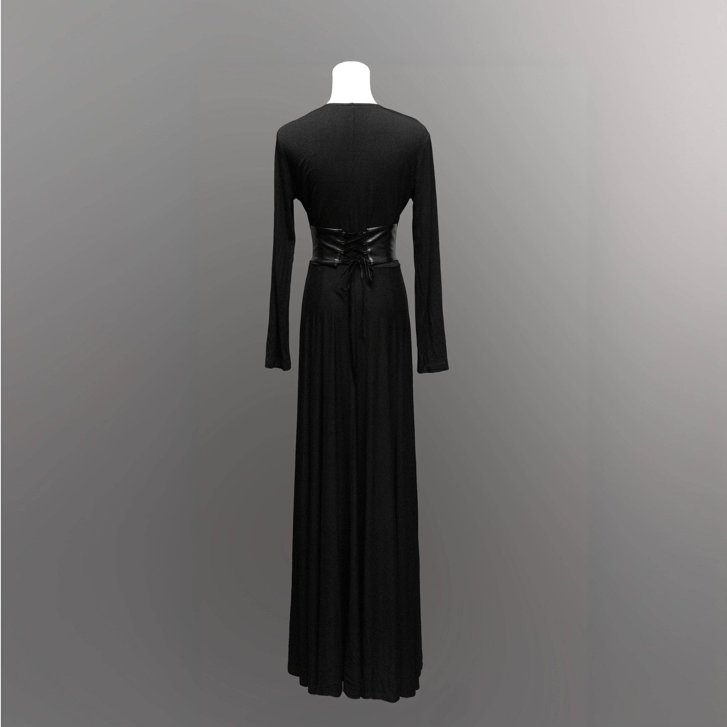 Blair - Jersey Maxi Dress with Vegan Leather Corset Waist (XS - 3XL)