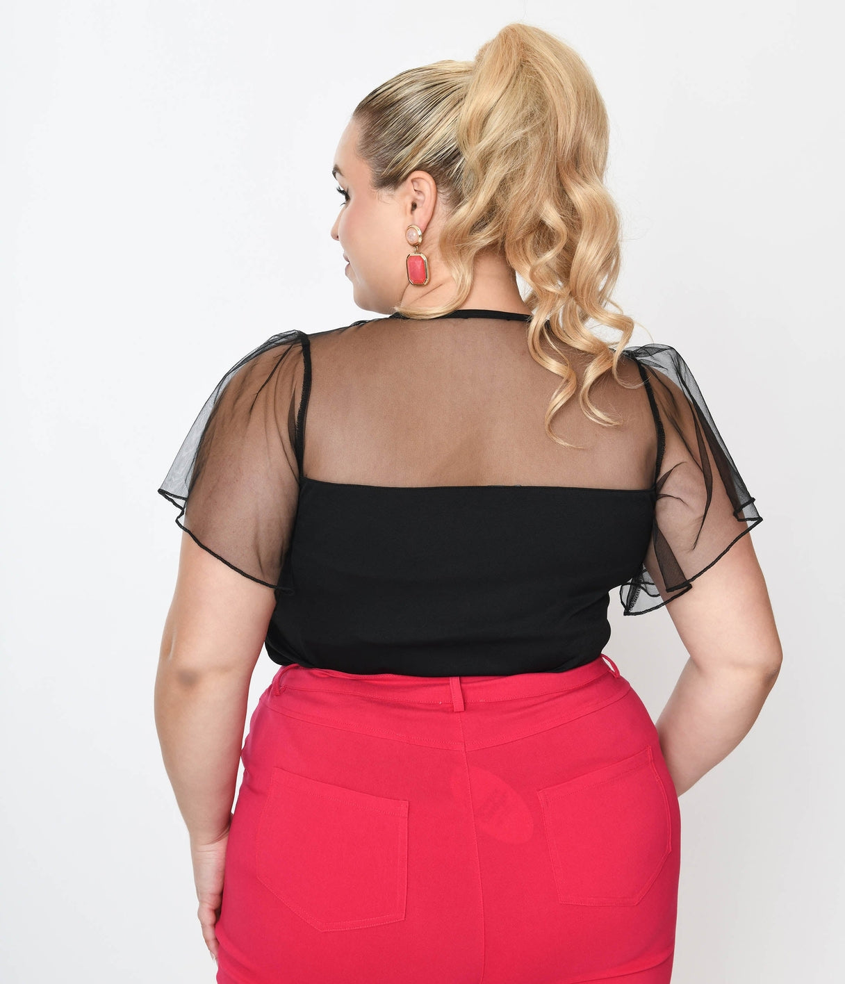Black Flocked Skeleton Hand Heart Flutter Sleeve Top by Unique Vintage (XS - 5XL)