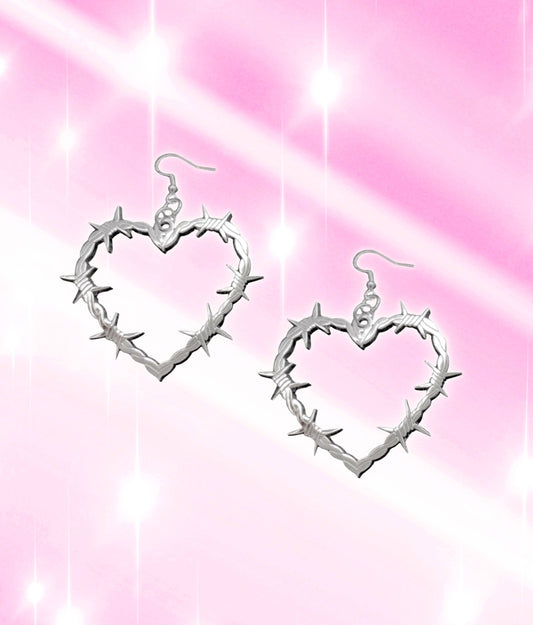 Barbed Wire Heart Earrings