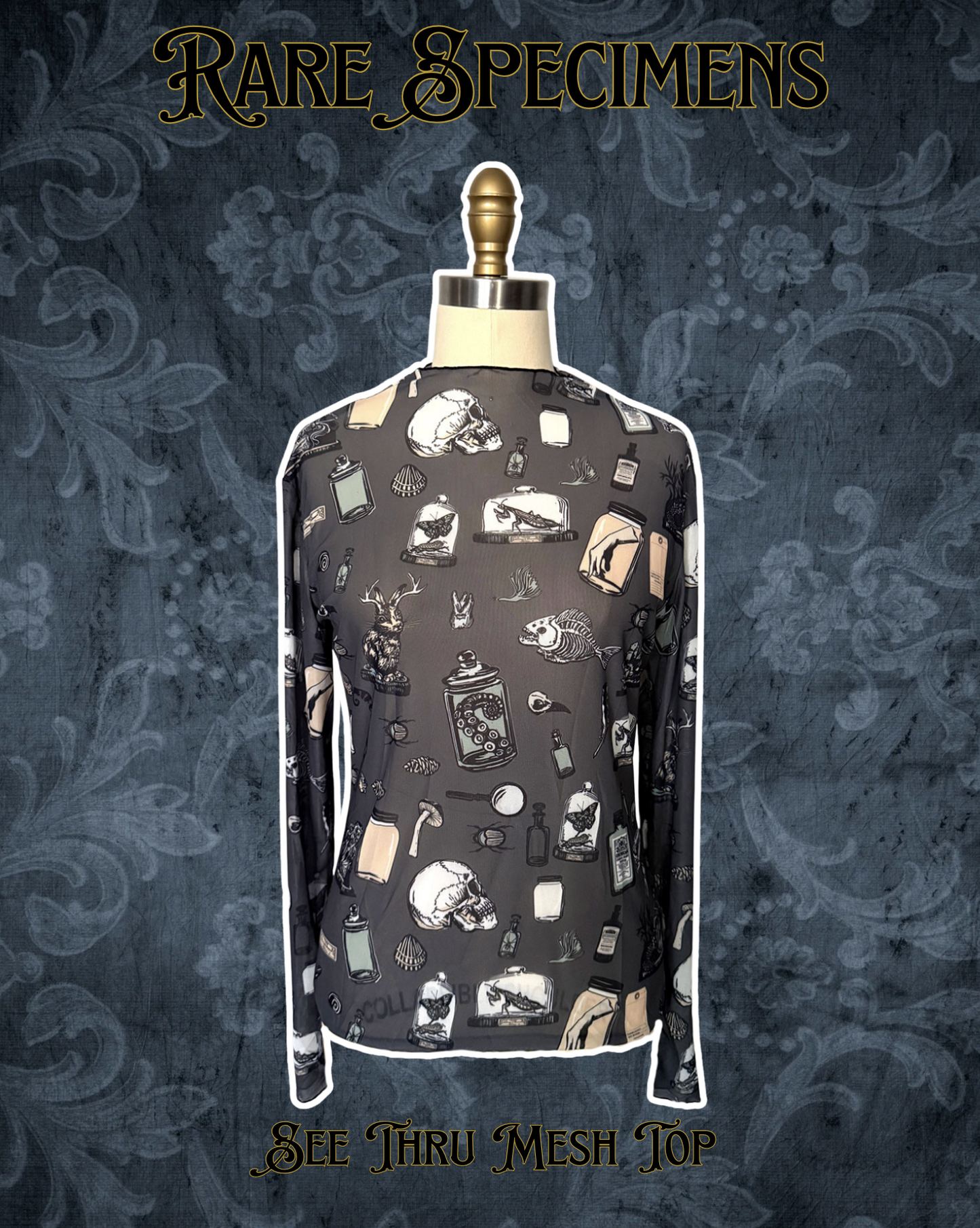 Rare Specimens Oddities Long Sleeve Mesh Top (S - 3XL)