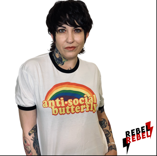 AntiSocial Butterfly Unisex Ringer Tee (XS - 3XL)