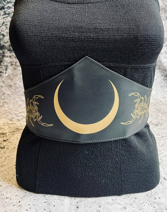 Vegan Leather Belt - Pointed - Scorpion Moon SILVER