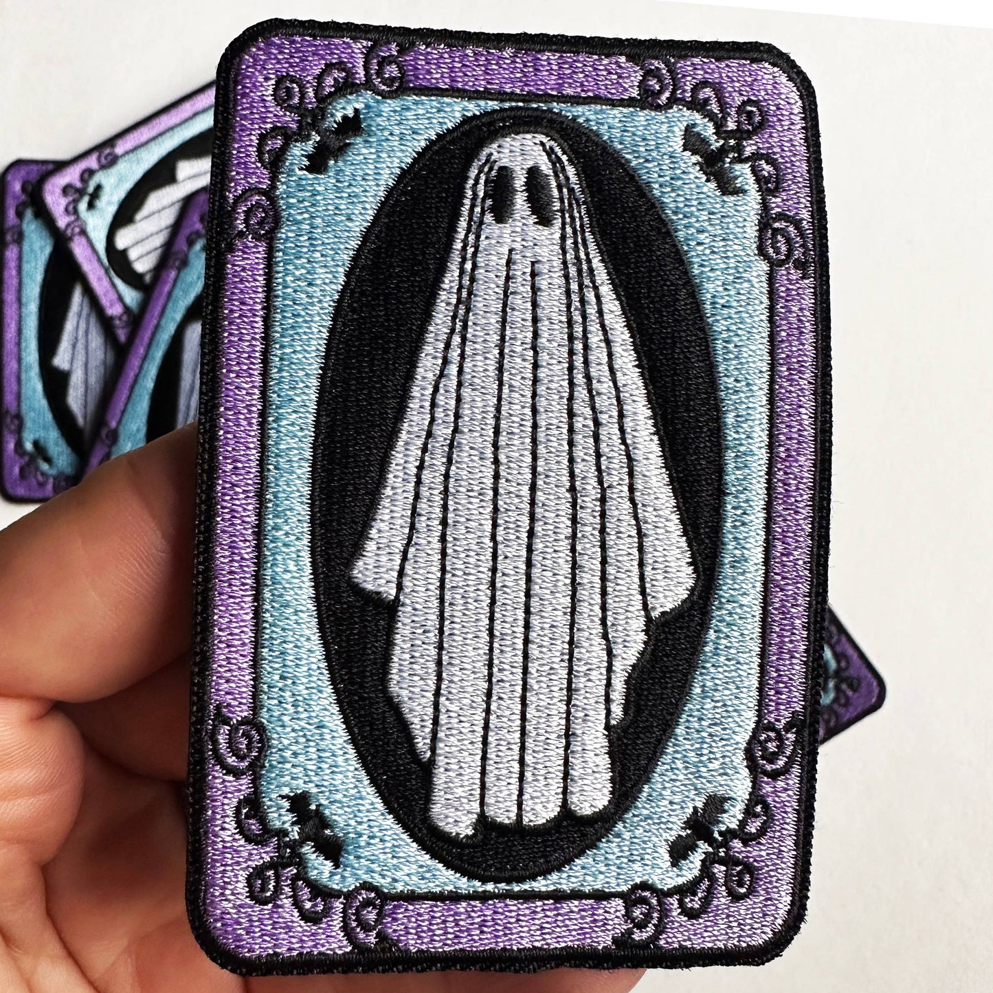 Spooky Cute Ghost Wearing Sheets Embroidered Iron On Patch