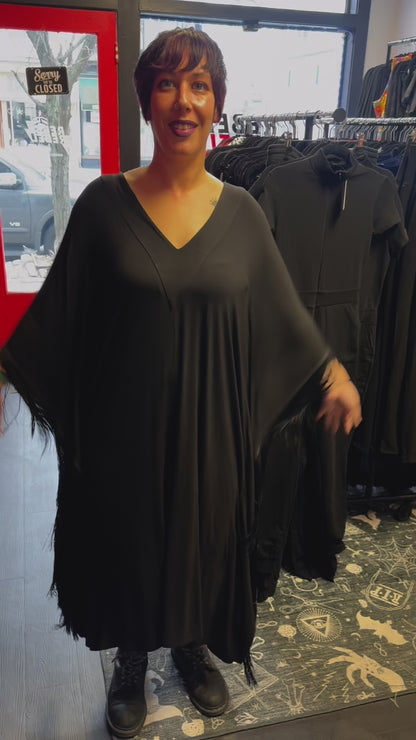 Black Fringe Women Caftan Dress