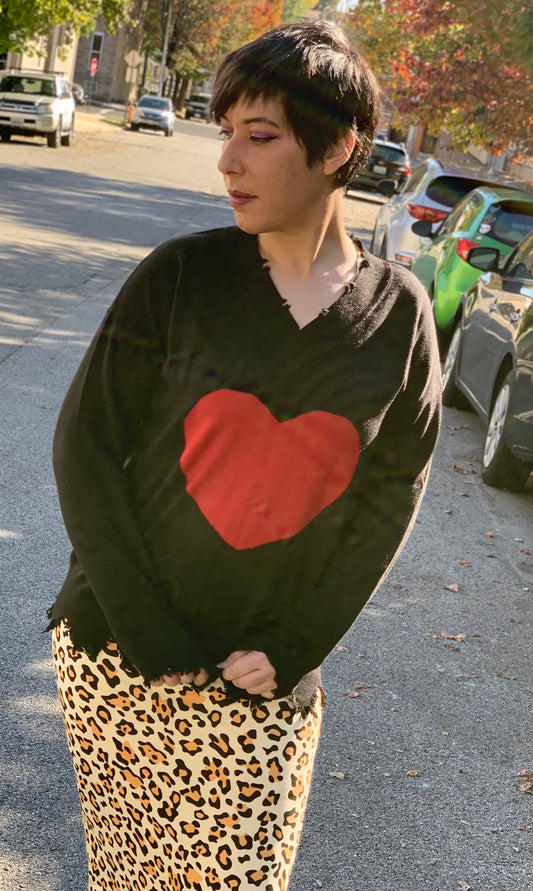 Got a Heart On for You Distressed Sweater (Small - 3XL)