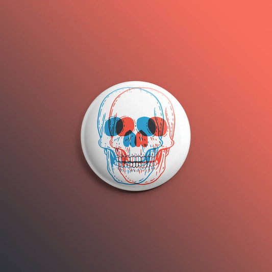3D Skull Blue+Red 1inch Pin
