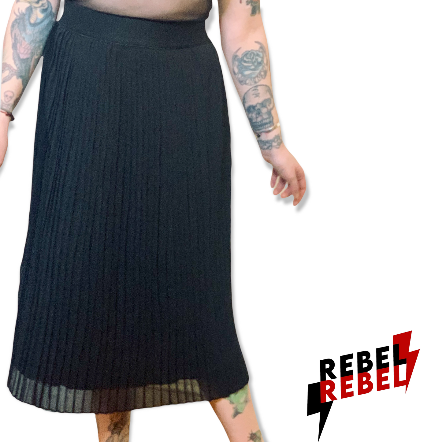 Bad Babe Chiffon High Waist Pleated Midi Skirt (S - 3XL)