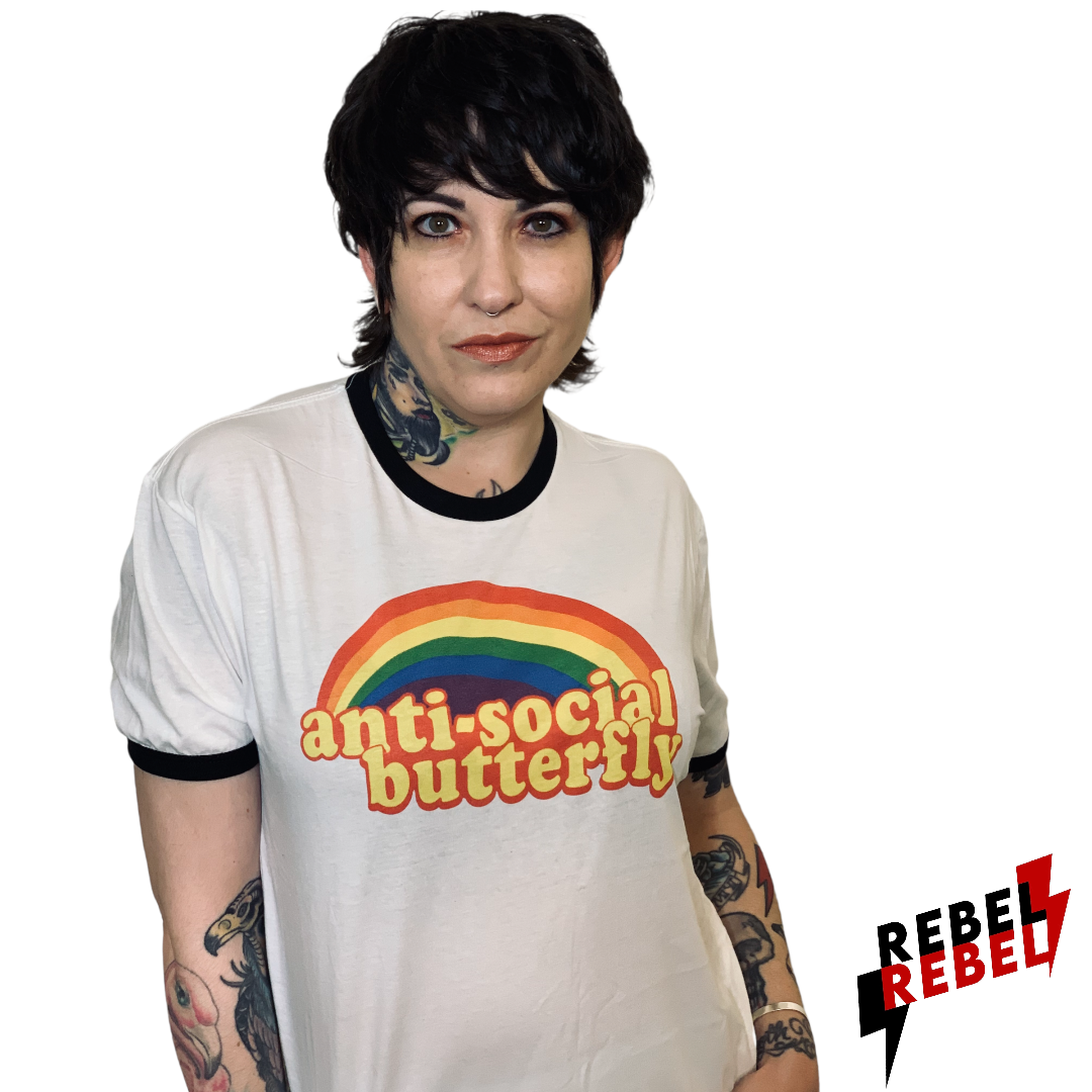 AntiSocial Butterfly Unisex Ringer Tee (XS - 3XL)
