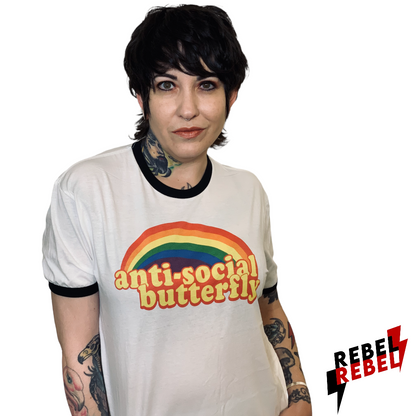 AntiSocial Butterfly Unisex Ringer Tee (XS - 3XL)