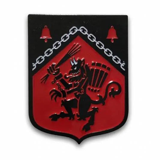 Krampus Rampant Heraldic Shield Enamel Pin
