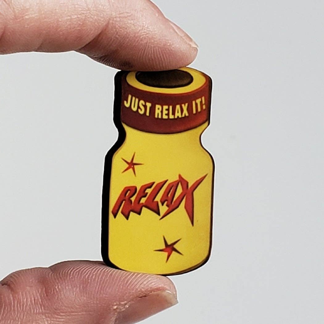 Relax Poppers Bottle Lapel Pin