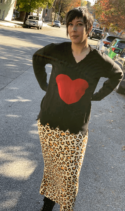 Got a Heart On for You Distressed Sweater (Small - 3XL)