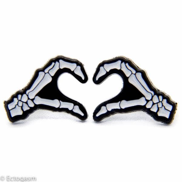 Skeleton Horror Heart Enamel Pin Set