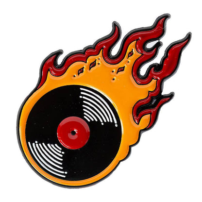 Flaming Vinyl Record Enamel Pin