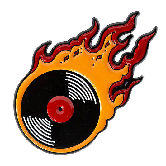 Flaming Vinyl Record Enamel Pin