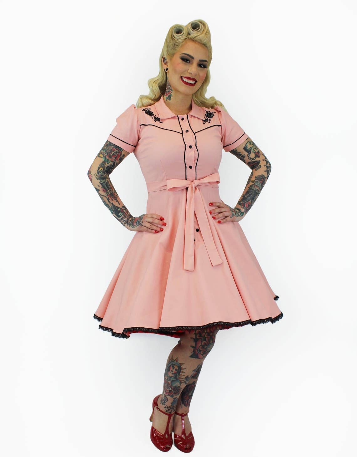 Dolly Dearest Pink Western Vintage Inspired Dress (XS-3XL)