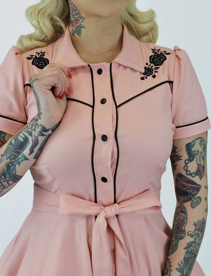 Dolly Dearest Pink Western Vintage Inspired Dress (XS-3XL)