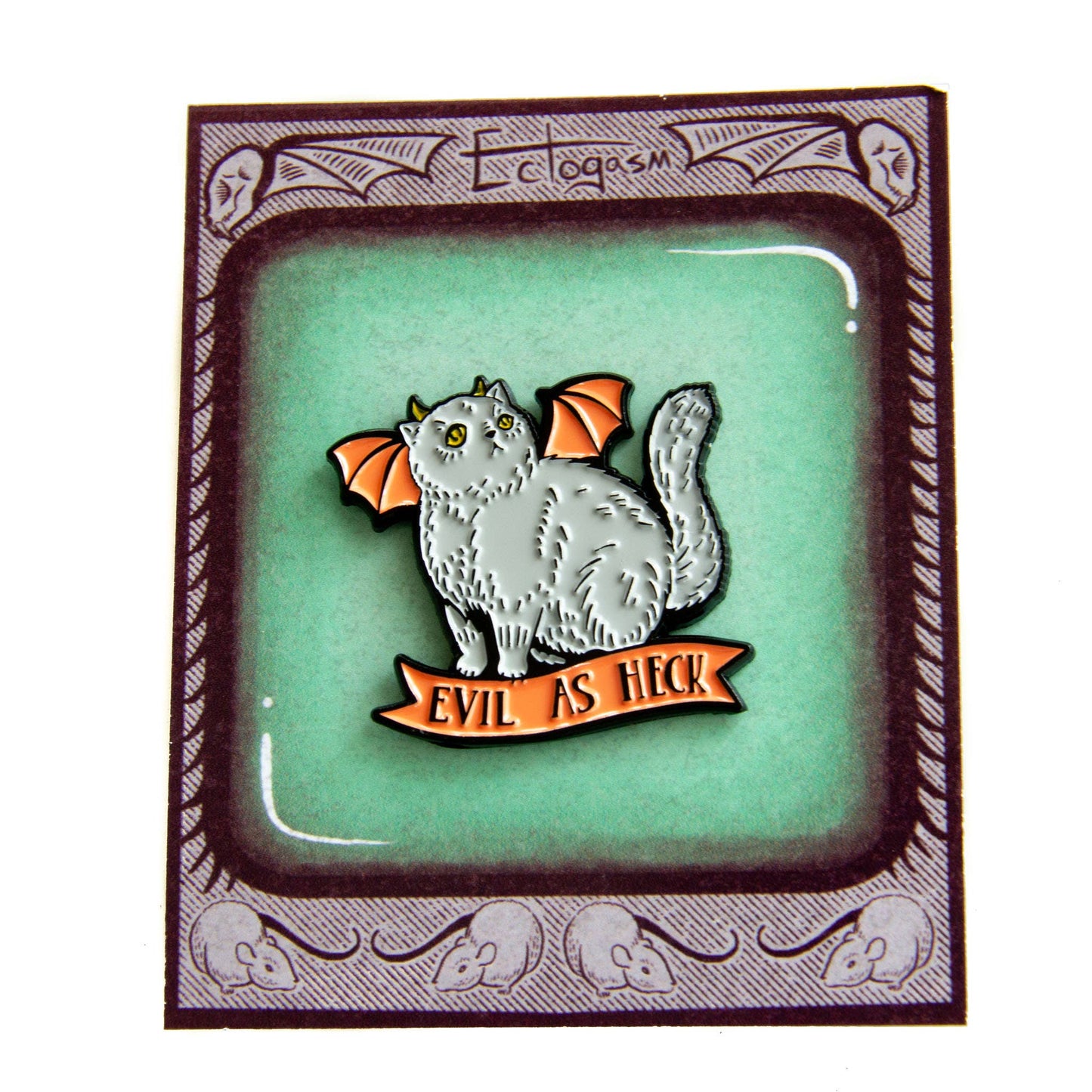 "Evil As Heck" Halloween Devil Cat Enamel Pin