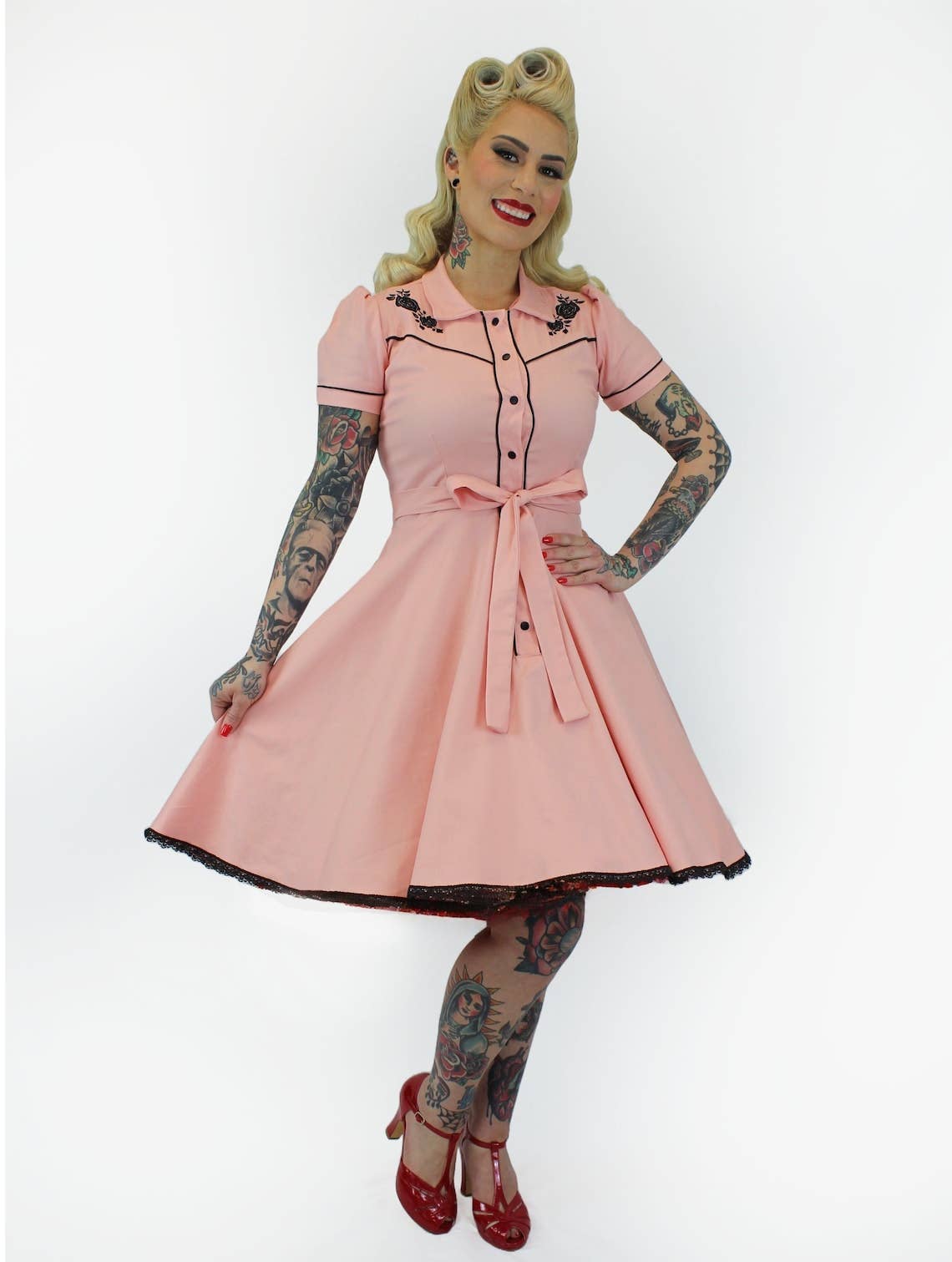 Dolly Dearest Pink Western Vintage Inspired Dress (XS-3XL)