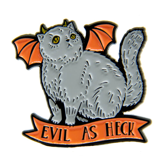 "Evil As Heck" Halloween Devil Cat Enamel Pin