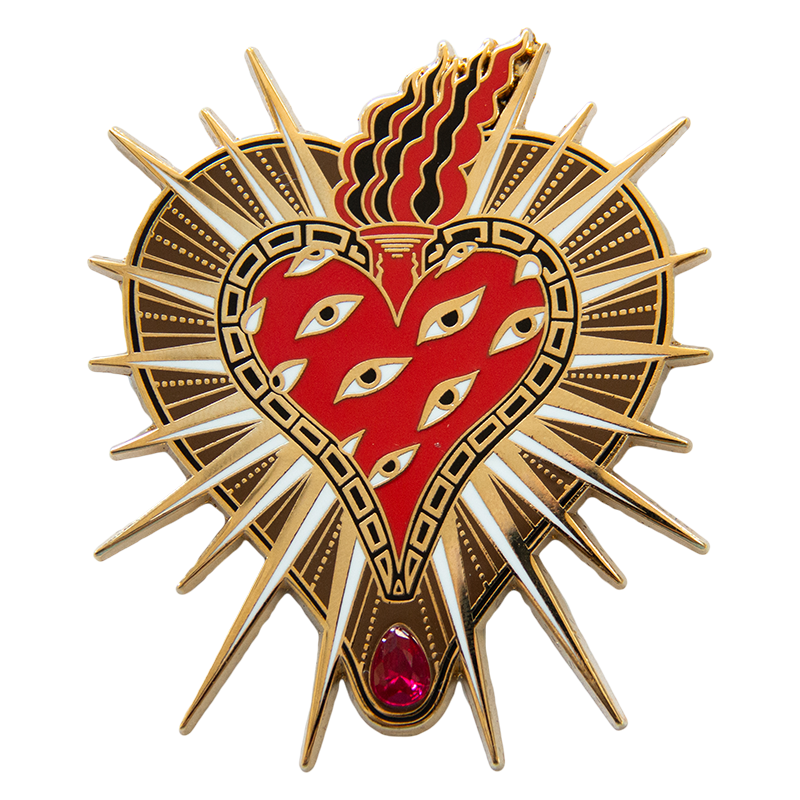 18k Gold Sacred Heart Enamel Pin