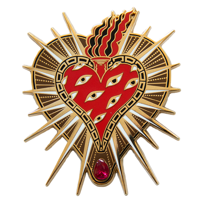 18k Gold Sacred Heart Enamel Pin