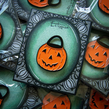 Vintage Halloween Pumpkin Bucket Enamel Pin