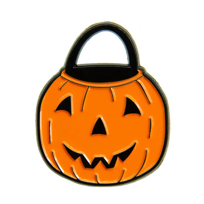 Vintage Halloween Pumpkin Bucket Enamel Pin