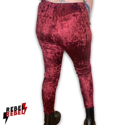 "Walk This Way" Velvet Leggings in Burgundy (S - XXL)