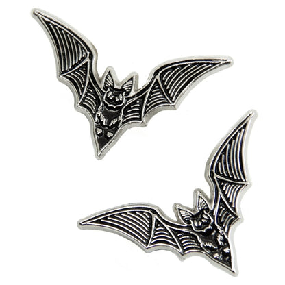 Bat Collar Point Enamel Pin Set of 2 - Black and Silver
